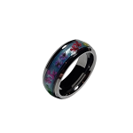 Blue floral tungsten steel ring