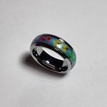 Blue floral tungsten steel ring - Image 3