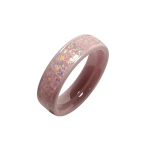 Pink resin ring with rainbow colored flakes