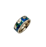 Blue green opal set ring