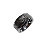 Dark meteorite style textured tungsten steel ring