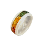 Multi colored resin inlaid ring