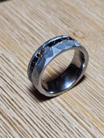 Black multi faceted tungsten steel ring - Image 2