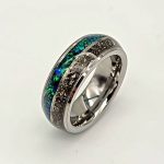 Blue green abalone shell inlaid ring - Image 2