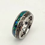 Blue green abalone shell inlaid ring - Image 3