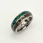 Blue green abalone shell inlaid ring - Image 5
